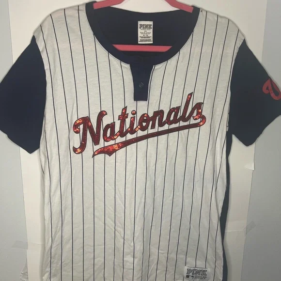 PINK Victoria's Secret Kids Nationals Striped Shirt - Black and White - Picture 4 of 6